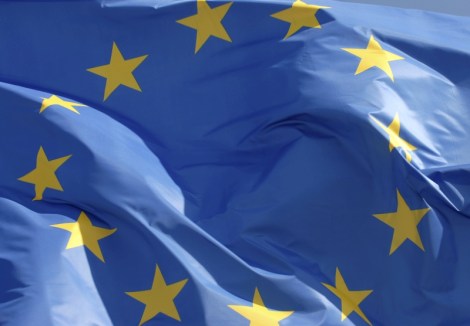 European flag in front of the EP in Strasbourg.