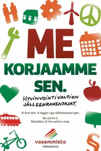 Vasemmistoliiton julkisteessa vedotaan me-henkeen.