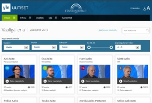 Ylen vaaligalleria löytyy osoitteesta http://vaalikone.yle.fi/eduskuntavaalit2015/vaaligalleria/. Kuva on ruutukaappaus Ylen sivusta.